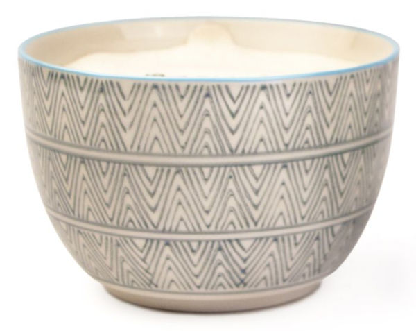 Large Boheme Sea Salt & Sage Hand Painted Ceramic Candle Bowl 11 oz.