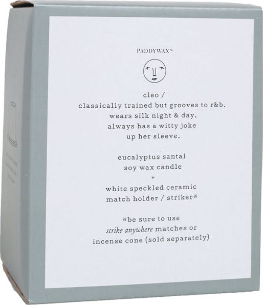 Cleo 4 Oz Candle White Ceramic Face Eucalyptus & Santal