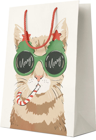 Merry Merry Cat Medium Gift Bag