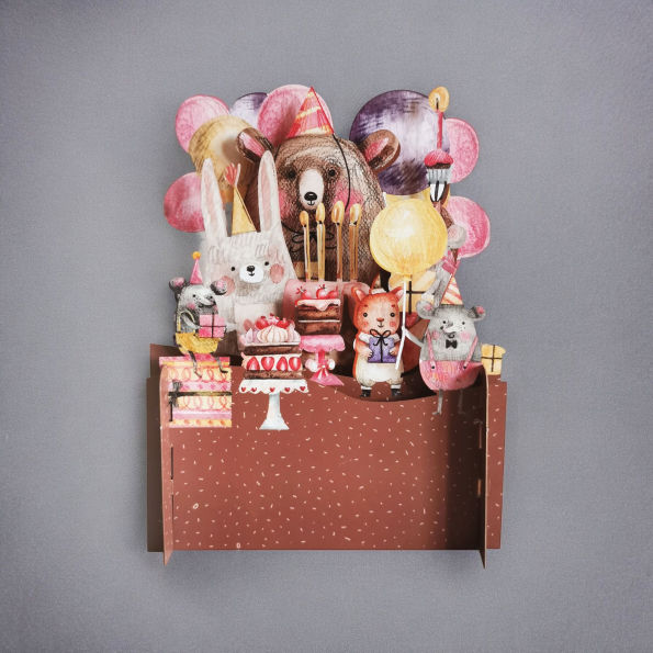 3D Party Animals Birthday Card