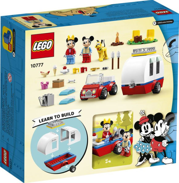 LEGO Disney Mickey Mouse and Minnie Mouse's Camping Trip 10777 Building Toy  with Camper Van, Car & Pluto Figure, for Kids 4 Plus Years Old