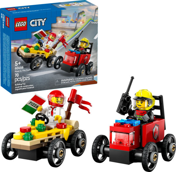 LEGO City Great Vehicles Pizza vs. Fire Truck Race Car Pack 60458