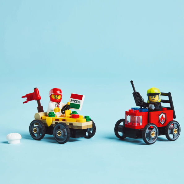 LEGO City Great Vehicles Pizza vs. Fire Truck Race Car Pack 60458