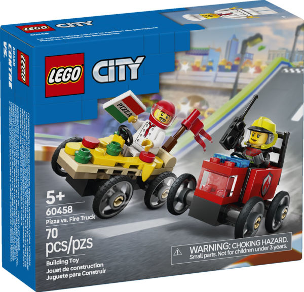 LEGO City Great Vehicles Pizza vs. Fire Truck Race Car Pack 60458
