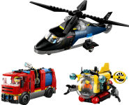 Alternative view 2 of LEGO City Great Vehicles Helicopter, Fire Truck & Submarine Remix 60462