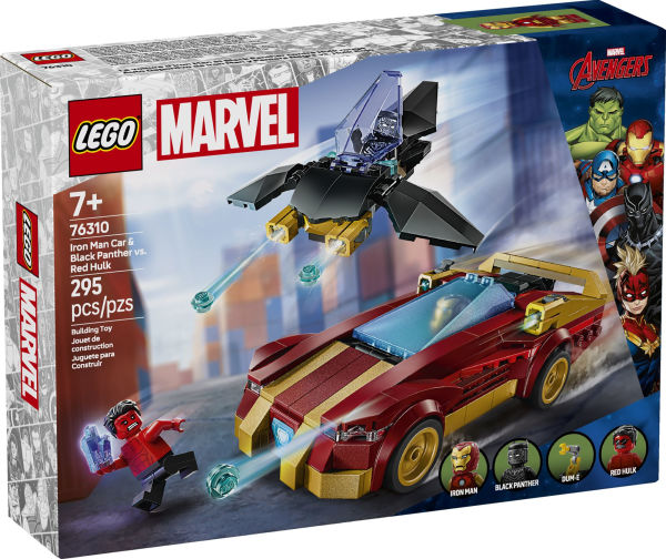 LEGO Super Heroes Marvel Iron Man Car & Black Panther vs. Red Hulk 76310