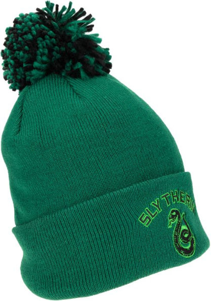 Harry Potter Slytherin Cuffed Beanie with Pom and Embroidered Details