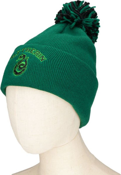 Harry Potter Slytherin Cuffed Beanie with Pom and Embroidered Details