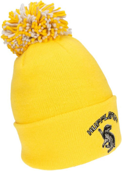 Harry Potter Hufflepuff Cuffed Beanie with Pom and Embroidered Details