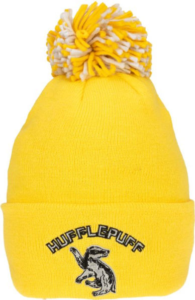 Harry Potter Hufflepuff Cuffed Beanie with Pom and Embroidered Details