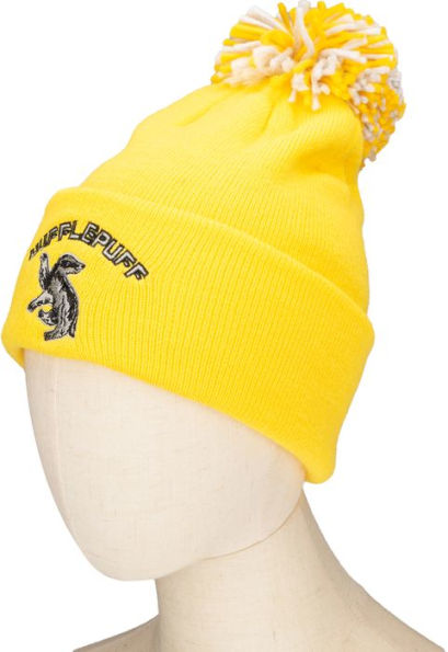 Harry Potter Hufflepuff Cuffed Beanie with Pom and Embroidered Details