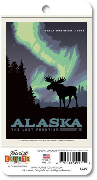 AK Northern Lights Moose Vertical Sticker