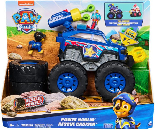 PAW Patrol Rescue Wheels Chase's Power Haulin' Cruiser Toy Truck with Launcher Motorized Winch, Lights & Sounds Kids Toys for Boys & Girls Ages 3+