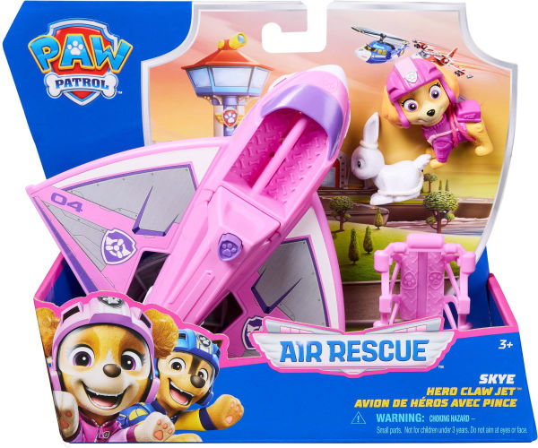 PAW Patrol: Air Rescue Skye Action Figure & Hero Claw Jet Plane with Retractable Claw, Rescue Basket & Bunny, Kids Toys for Boys & Girls Ages 3+