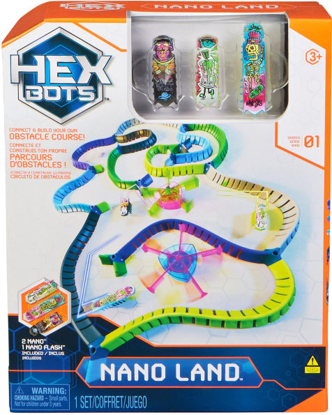 Hexbugs BOTS Nano Land, Sensory Toys for Kids & Cats with Over 40 Pieces & 3 Nano Bots, Toy Playsets & Mini Robot Toy for Kids Ages 3 & Up, Batteries Included