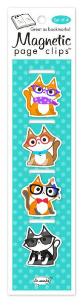 Smart Cats Page Clip Bookmarks Set of 4