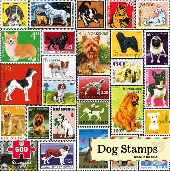 500 Piece Jigsaw Puzzle Dog Stamps