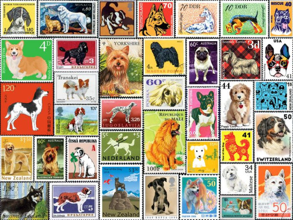 Dog Stamps Collage 500-Piece Jigsaw Puzzle – Re-marks, Inc.