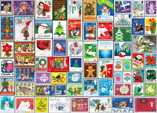 1000 Piece Holiday Jigsaw Puzzle Special Delivery Stamps by Re-marks ...