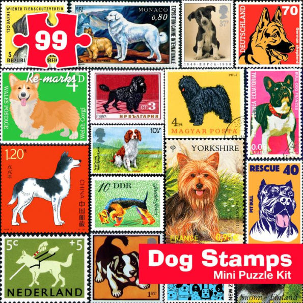 Dog Stamps 99-Piece Mini Puzzle Kit