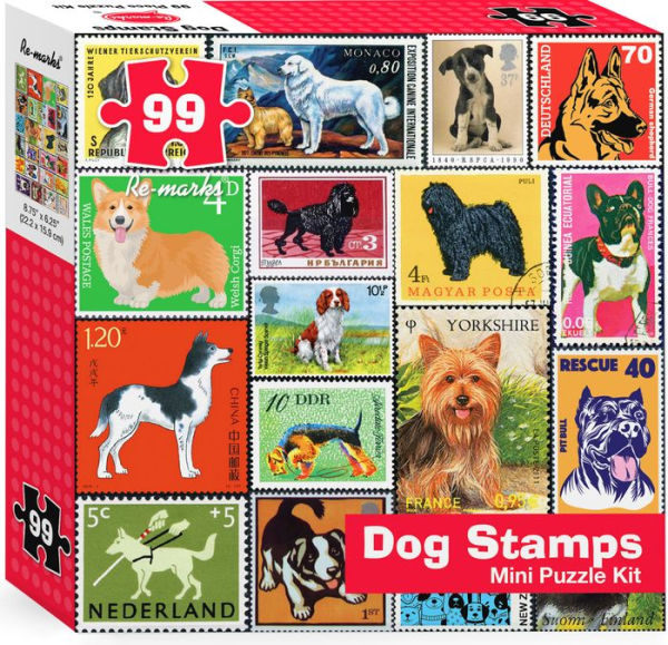 Dog Stamps 99-Piece Mini Puzzle Kit