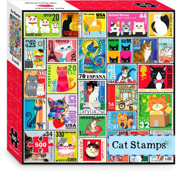 500 Piece Puzzle Cat Stamps