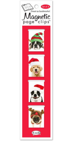 Puppy Christmas Page Clip Bookmarks Set of 4