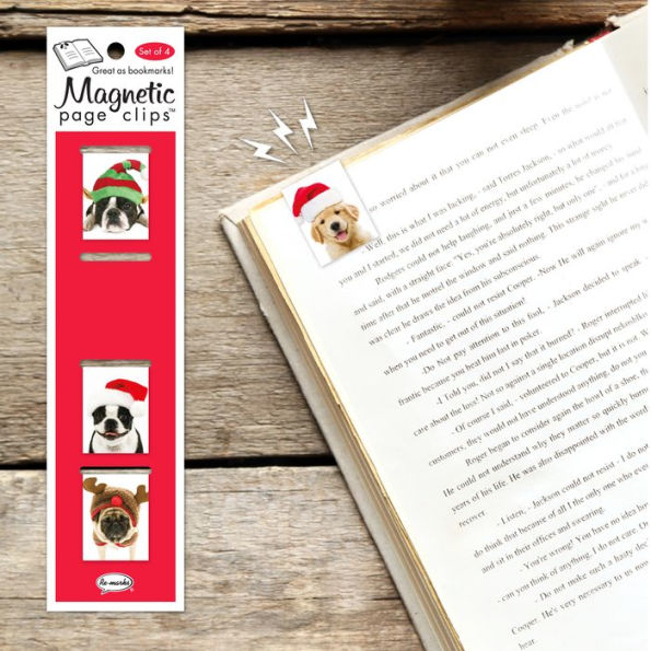Puppy Christmas Page Clip Bookmarks Set of 4