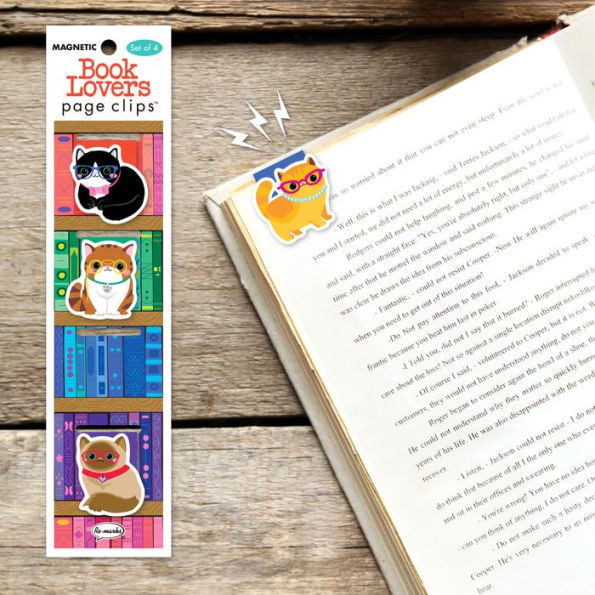 Book Lovers Cat Page Clip Bookmarks Set of 4