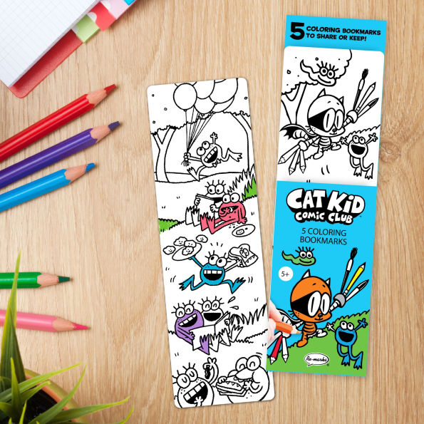 Cat Kid Coloring Bookmarks Set of 5