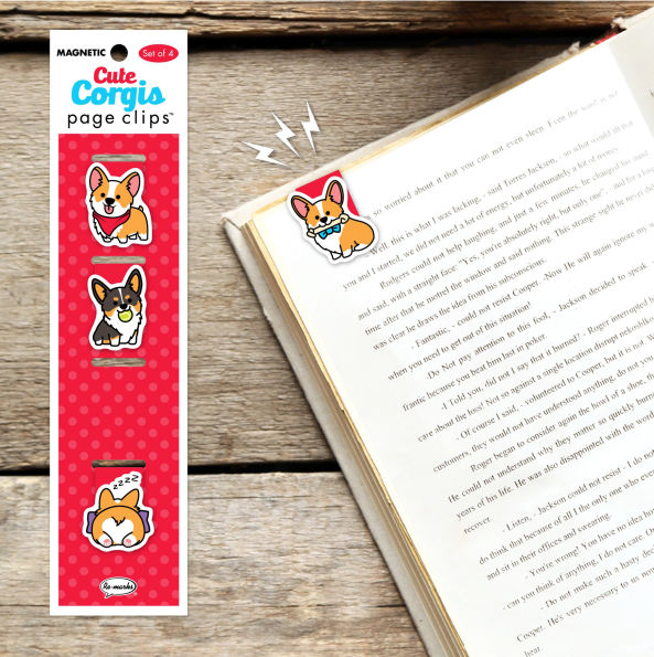 Cute Corgis Page Clip Bookmarks Set of 4