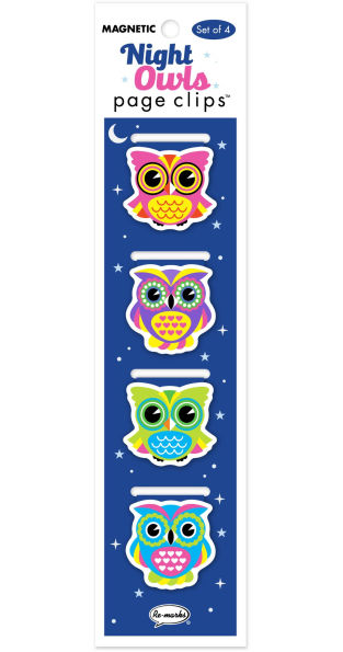 Night Owls Page Clip Bookmarks Set of 4