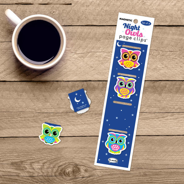 Night Owls Page Clip Bookmarks Set of 4