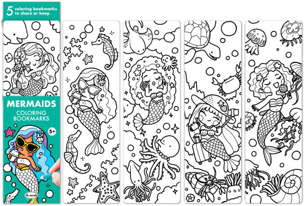 Mermaids Coloring Bookmarks Set of 5