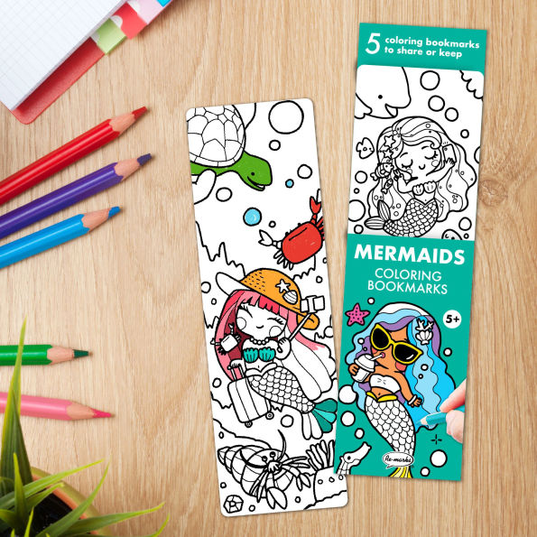 Mermaids Coloring Bookmarks Set of 5