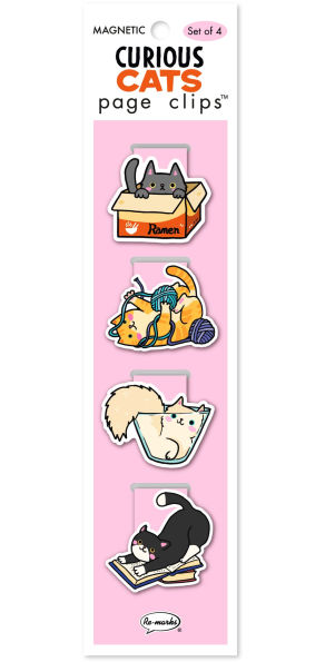 Curious Cats Page Clip Bookmarks Set of 4