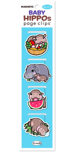 Baby Hippos Page Clip Bookmarks Set of 4