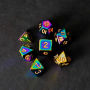 16mm Metal Poly Dice Torched Rainbow