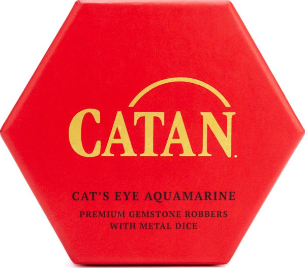Catan Premium Robber & Metal Dice Set Cats Eye Aquamarine