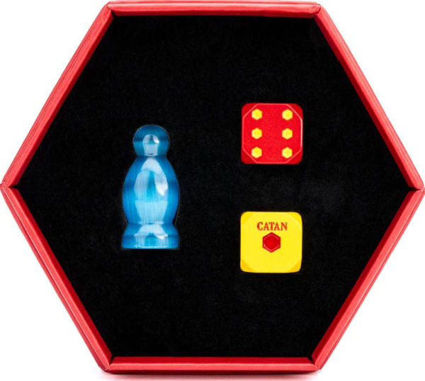 Catan Premium Robber & Metal Dice Set Cats Eye Aquamarine