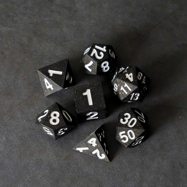 16mm Silicone Polyhedral Gold Dice Sets