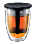 Alternative view 1 of Tea for one Double Wall Pavina Glass with Tea Strainer, 12 oz.