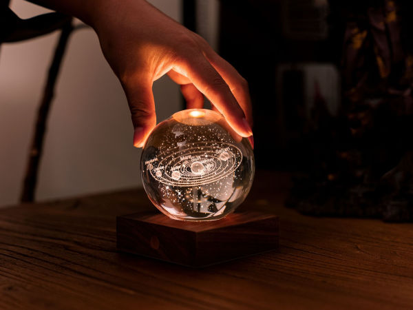 3D Solar System Amber Crystal Light