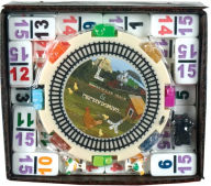 Title: Double 15  Numeral Mexican Train Dominoes with 2-in-1 Hub