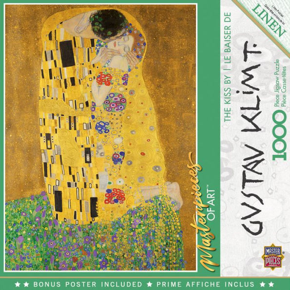 Masterpieces of Art - Klimt - The Kiss 1000 Piece Linen Jigsaw Puzzle