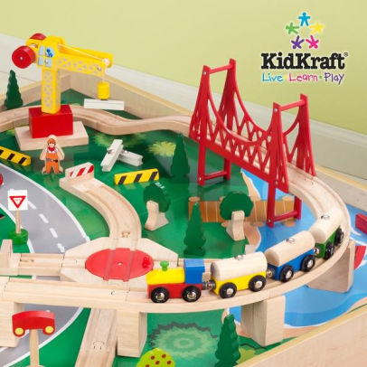 kidkraft waterfall mountain train set & table