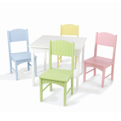 Kidkraft Nantucket White Table And 4 Pastel Chairs