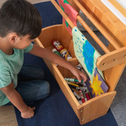 kidkraft art table with drying rack & storage