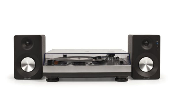 Crosley K100A-SI Turntable with Speakers- Silver