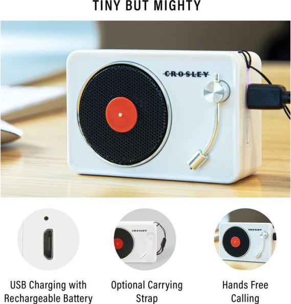 Mini Turntable Bluetooth Speaker - White